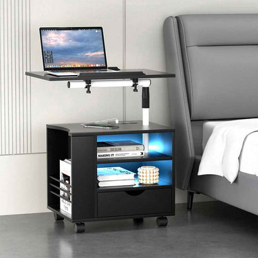Bedside Table USB Charging with LED Adjustable Laptop Tray